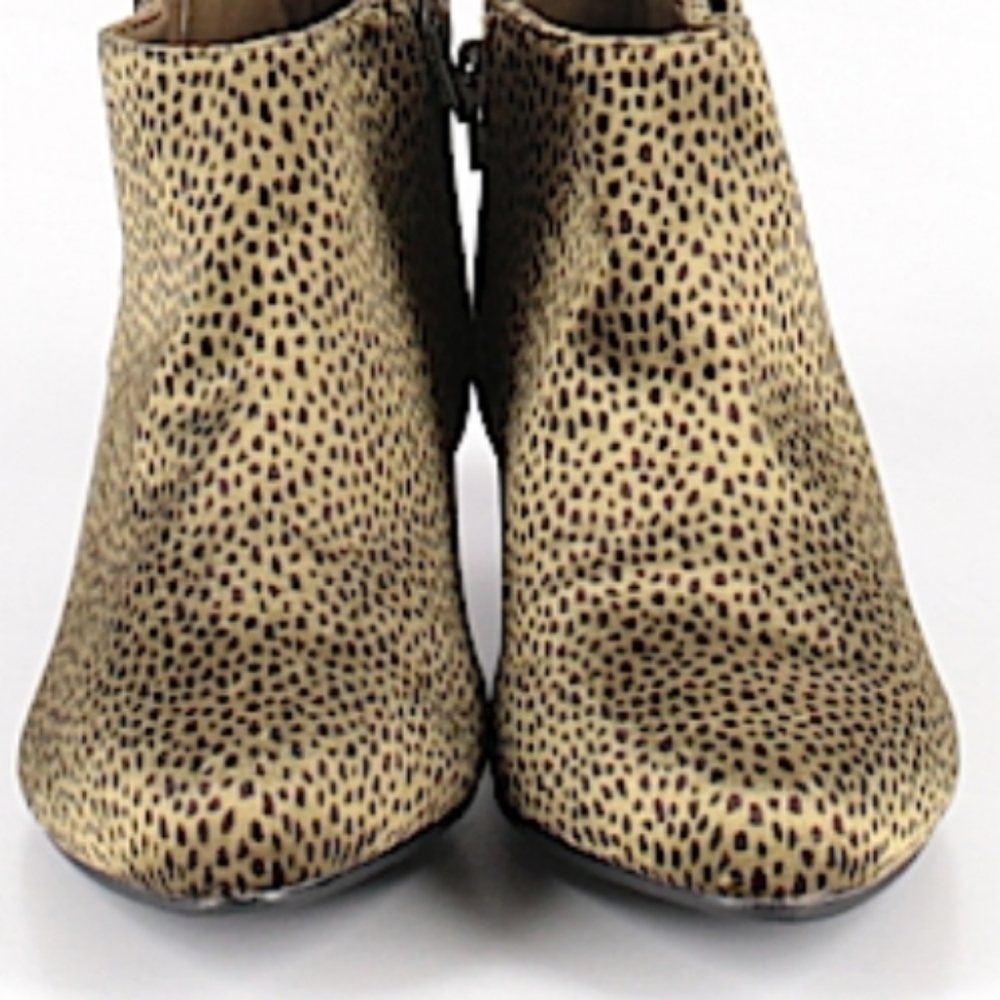 Olive Green Fabric Animal Print Booties